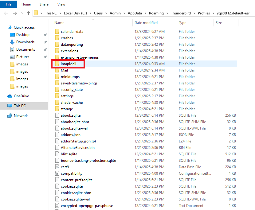 open IMAP folder